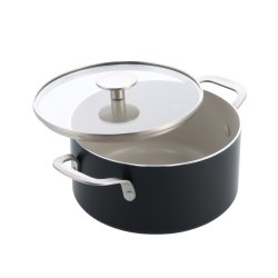 KitchenAid - Coloured Aluminum Casserole with Lid - Matte Black - 20 cm