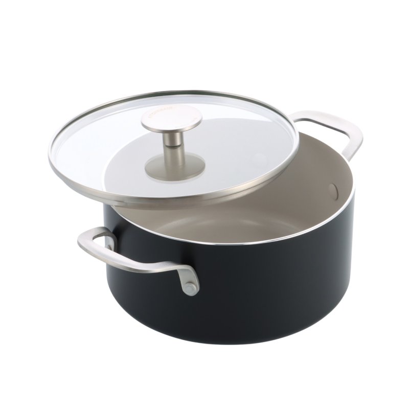 KitchenAid - Coloured Aluminum Casserole with Lid - Matte Black - 20 cm