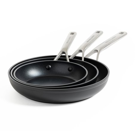 KitchenAid - Forged Hardened Aluminium Frypan Set 3pcs - Black - 20cm, 24cm, 28cm