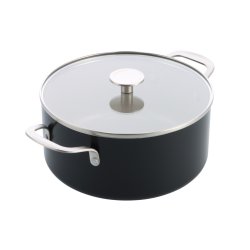 KitchenAid - Coloured Aluminum Casserole with Lid - Matte Black - 24cm / 4.91L