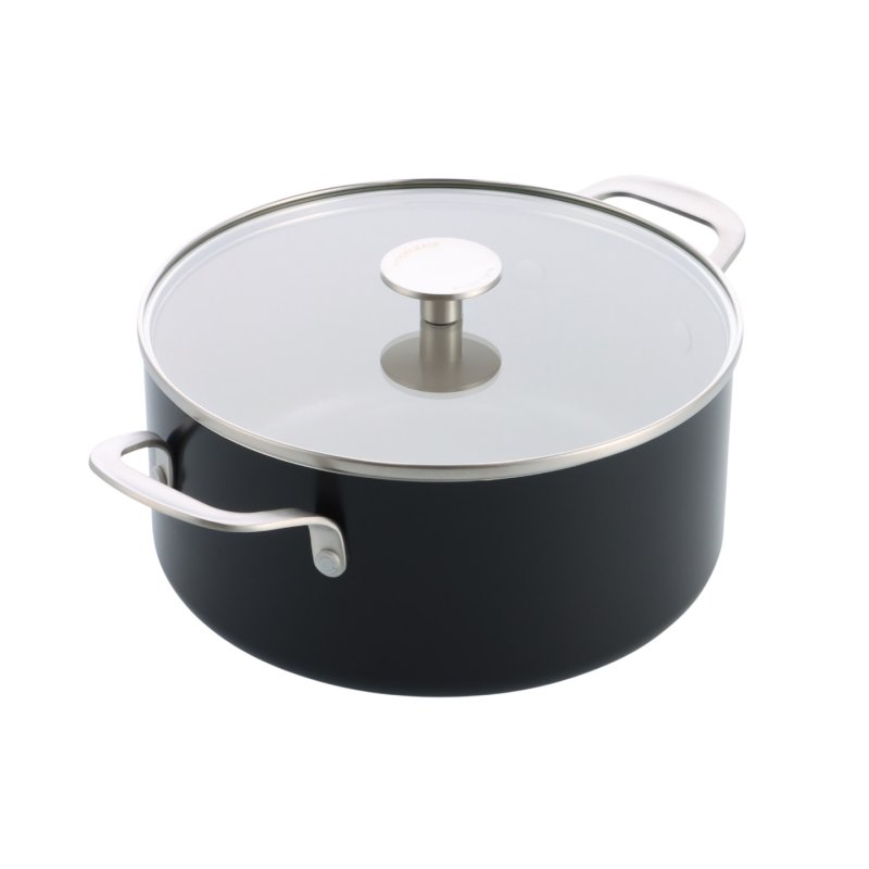 KitchenAid - Coloured Aluminum Casserole with Lid - Matte Black - 24cm / 4.91L