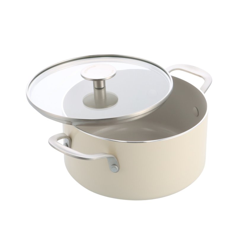 KitchenAid - Coloured Aluminum Casserole with Lid - Almond Cream - 20 cm
