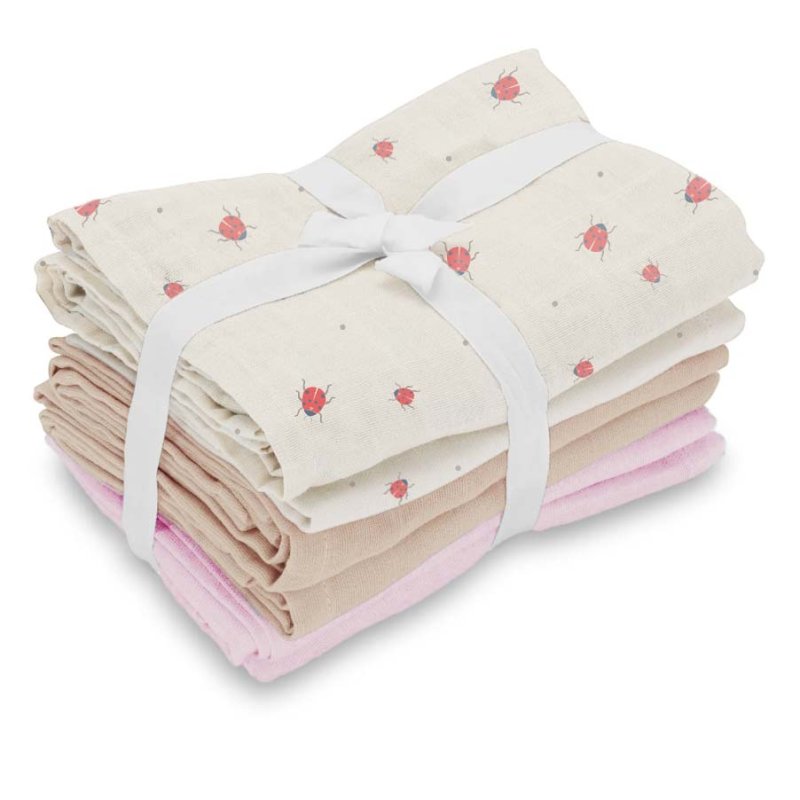 Vanilla Copenhagen - Muslins 6-pack Lady Lovebug - Milk, Beige, Blue - 70 x 70 cm
