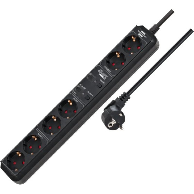 Connect Eco-Line WiFi Steckdosenleiste 6-fach (schwarz, 1,5 m Kabel, Sprachsteuerung, Timer, App)