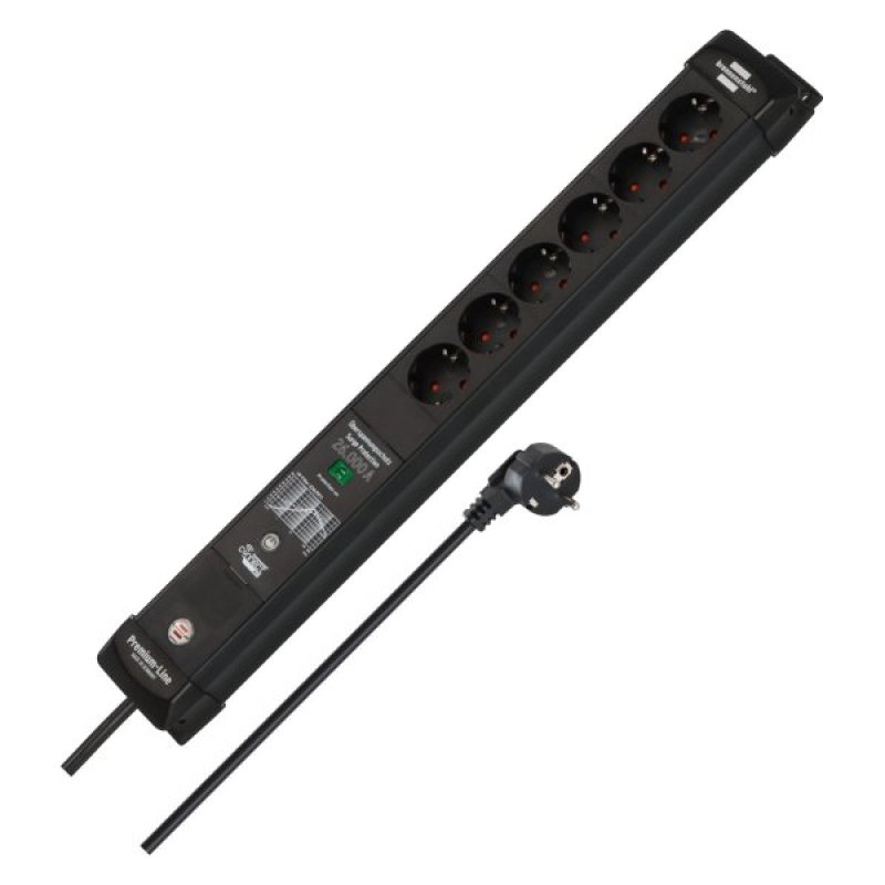 Connect Premium-Line WiFi Steckdosenleiste 6-fach (schwarz, 3 m Kabel, Smarter Überspannungsschutz)