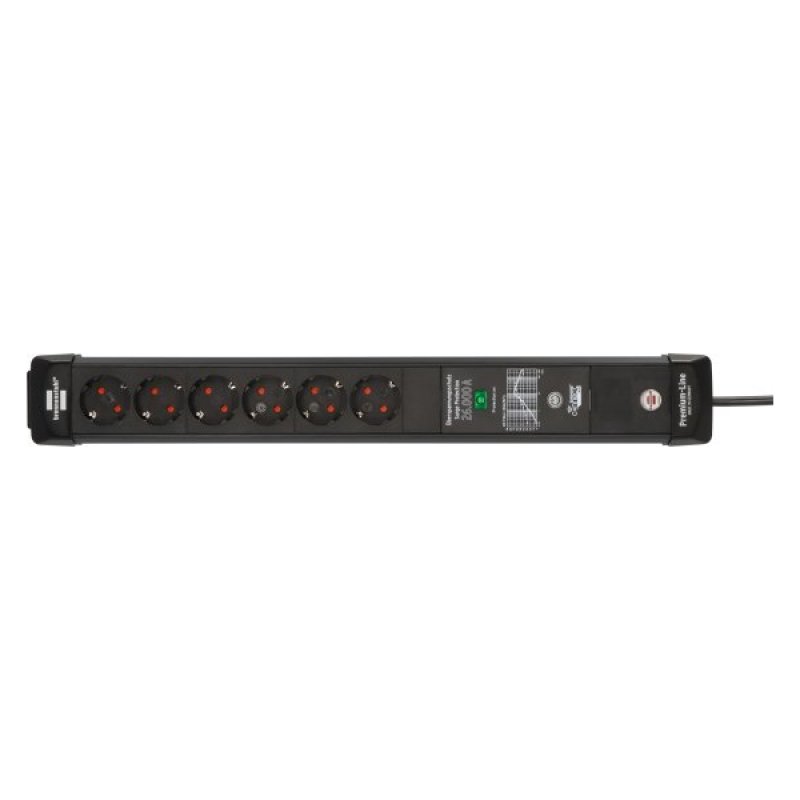 Connect Premium-Line WiFi Steckdosenleiste 6-fach (schwarz, 3 m Kabel, Smarter Überspannungsschutz)