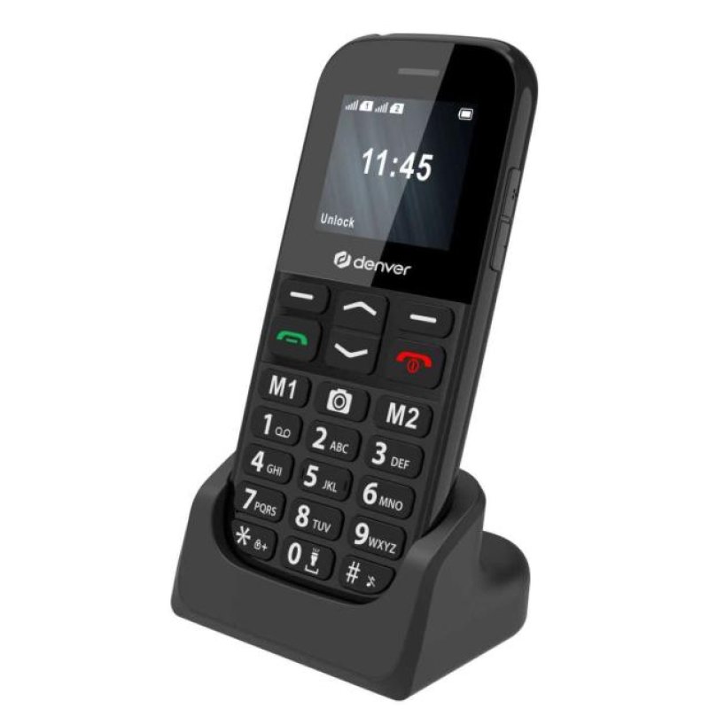 Denver BAS-18800L téléphone portable 4,5 cm (1.77") Noir Téléphone pour seniors