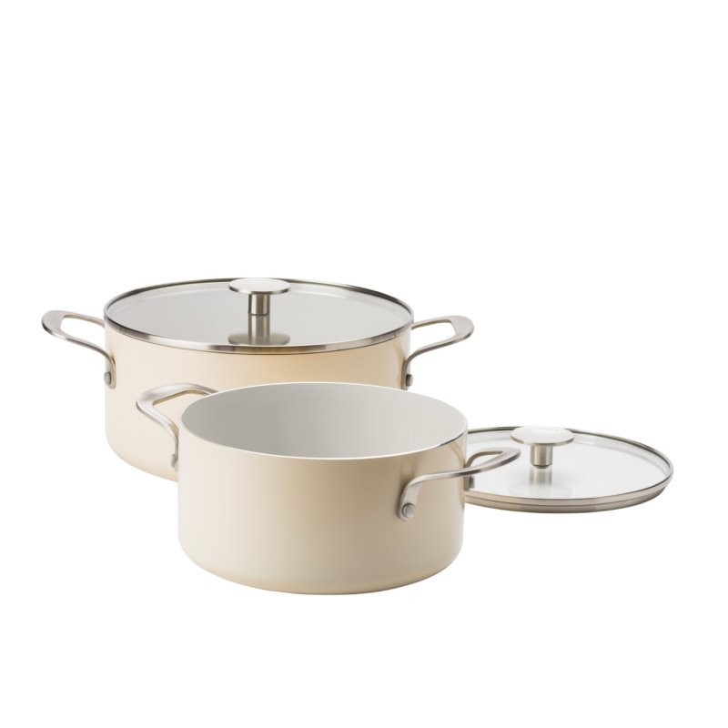 KitchenAid - Coloured Aluminum Casserole with Lid - Almond Cream - 24 cm