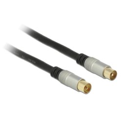 DELOCK Kabel IEC Stecker IEC Buchse RG-6/U quad shield 2m Premium schwarz