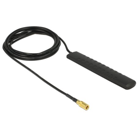 DELOCK Delock DAB DVB-T2 Antenne SMB Stecker 20 dBi aktiv omnidirektional schwarz Klebemontage