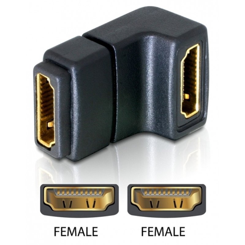 DeLOCK Adapter HDMI female HDMI female 90° down HDMI 1.3 Black
