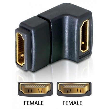 DeLOCK Adapter HDMI female HDMI female 90° down HDMI 1.3 Black