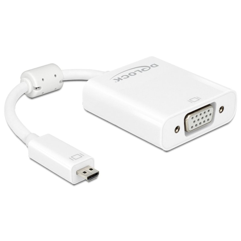 DELOCK Adapterkabel micro HDMI-D Stecker VGA Buchse mit Audio weiss