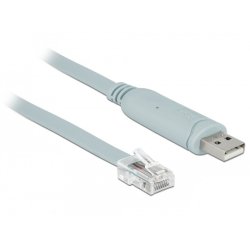 DELOCK Adapter USB 2.0 Typ-A Stecker 1 x Seriell RS-232 RJ45 Stecker 0.5m grau