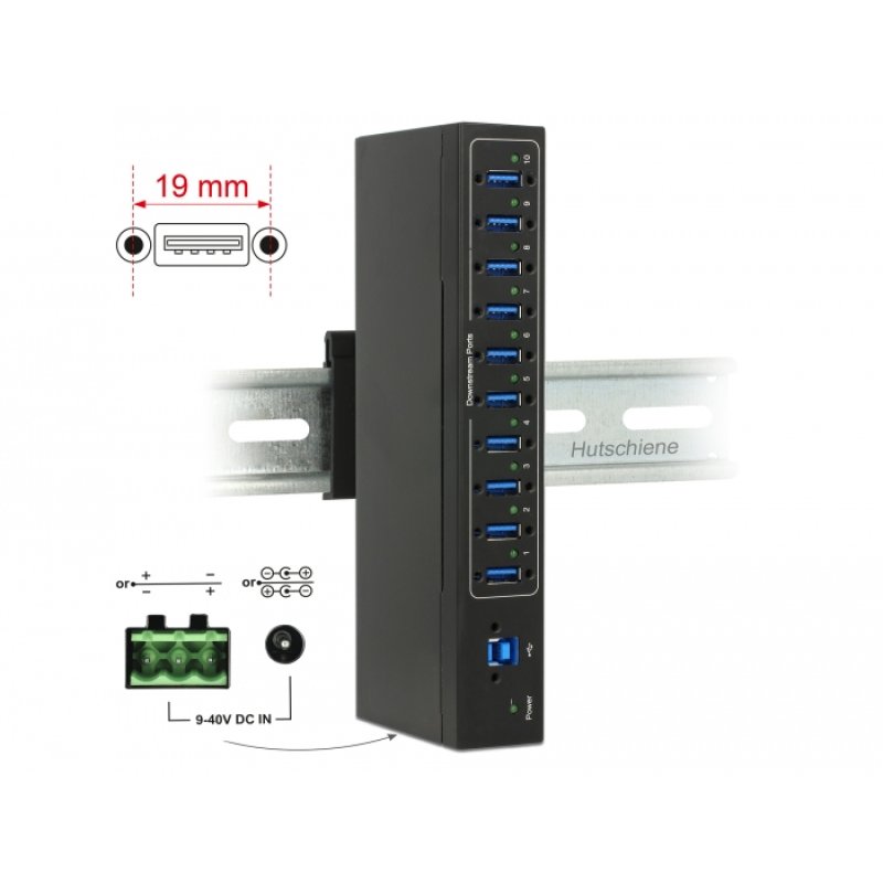 DeLOCK 63919 hub & concentrateur USB 3.2 Gen 1 (3.1 Gen 1) Micro-B 5000 Mbit/s Noir