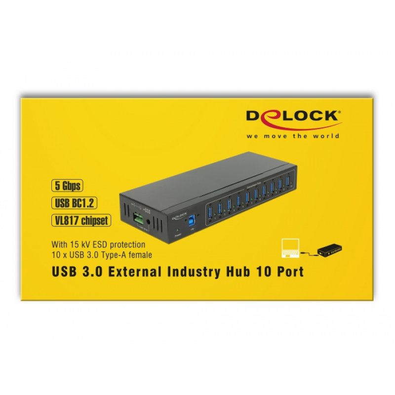 DeLOCK 63919 interface hub USB 3.2 Gen 1 (3.1 Gen 1) Micro-B 5000 Mbit/s Black