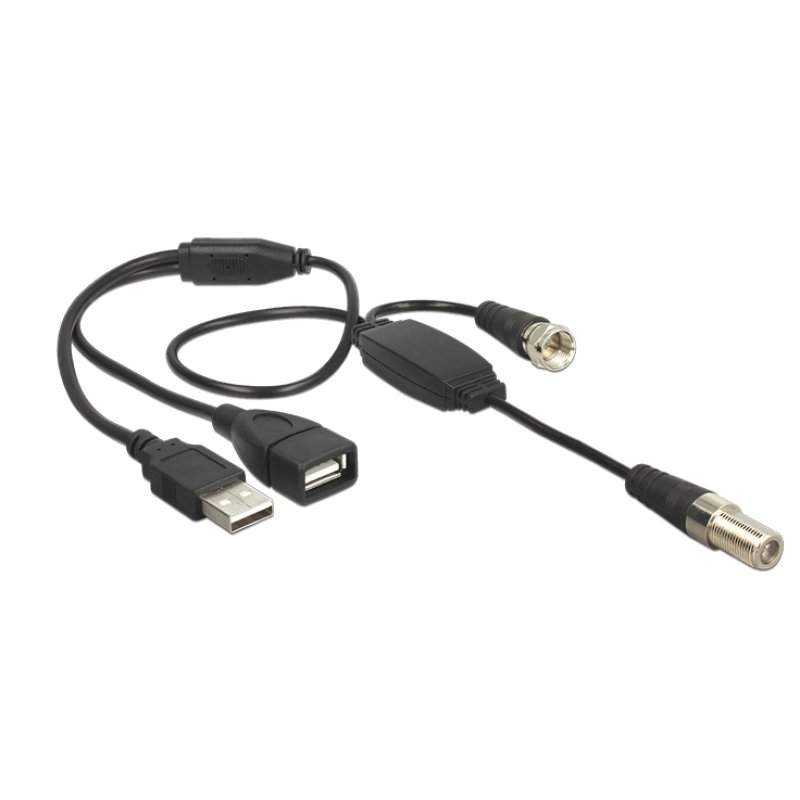 DELOCK HF F Buchse F Stecker mit USB A Stecker Phantomspeisung 5V 22 cm