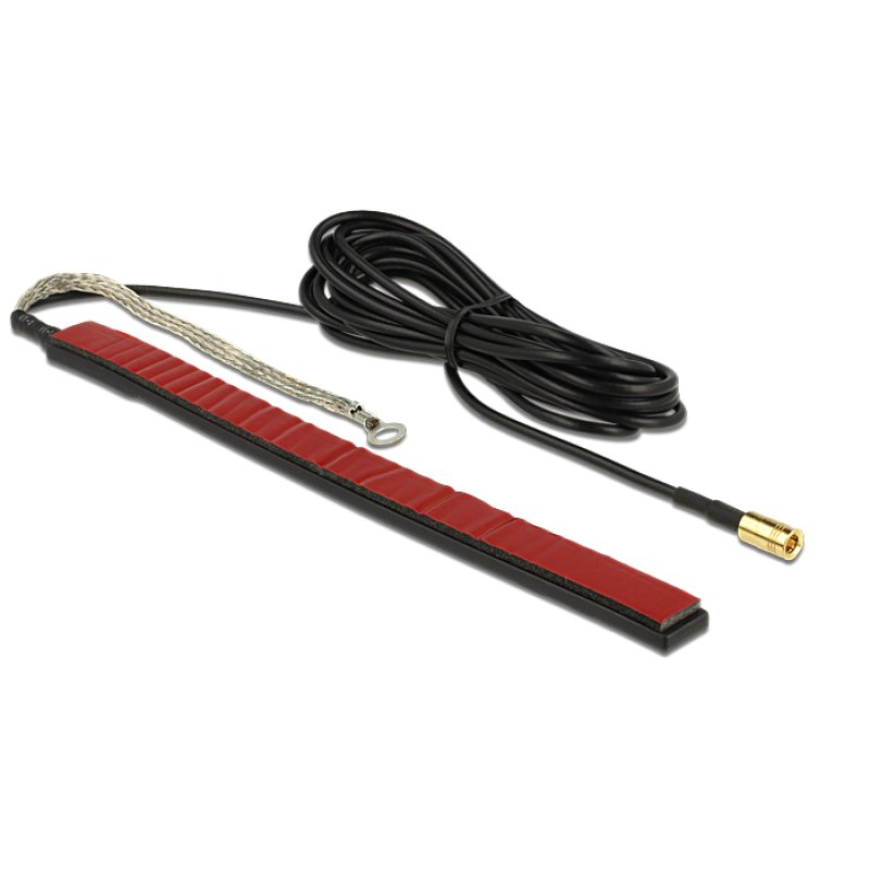 DELOCK DAB Antenne SMB Stecker 23 dB aktiv omnidirektional schwarz Klebemontage outdoor