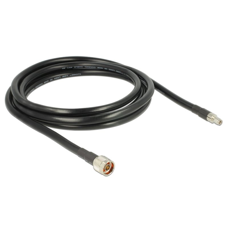 DeLOCK 3m, N/RP-SMA coaxial cable CFD400, LLC400 Black
