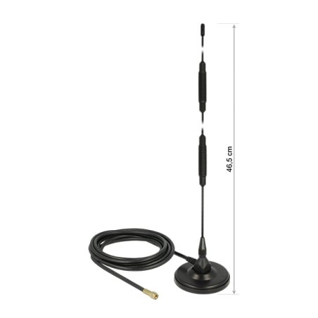 DELOCK GSM Antenna SMA plug 7 dBi fixed omnidirectional with magnetic base and connection cable RG-58. 3 m outdoor black
