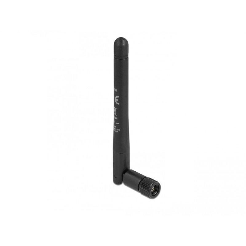 DeLOCK 5G 3.3 - 5.0 GHz Antenna SMA plug -1.0 - 4.5 dBi 10.9 cm omnidirectional with tilt joint and flexible material