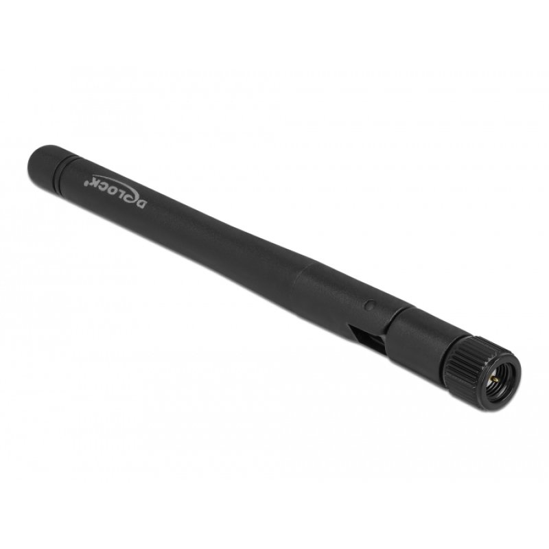 DeLOCK Antenne 5G 3,3 - 5,0 GHz SMA mâle -1,0 - 4,5 dBi, 10,9 cm, omnidirectionnelle, matériau flexible, noire