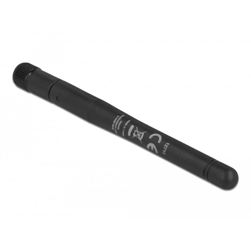 DeLOCK 5G 3.3 - 5.0 GHz Antenna SMA plug -1.0 - 4.5 dBi 10.9 cm omnidirectional with tilt joint and flexible material
