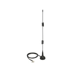 DELOCK LTE Antenne TS-9 Stecker 90 2 - 3 dBi starr omnidirektional mit magnetischem Standfuss und Anschlusskabel RG-174