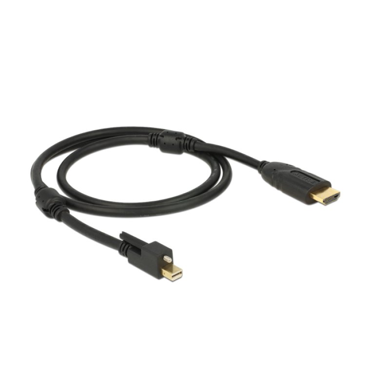 DELOCK Cable mini Displayport 1.2 male with screw HDMI male 4K Active black 1 m