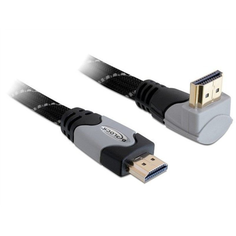 DELOCK Kabel HDMI A-A St/St gewinkelt oben grau 1m