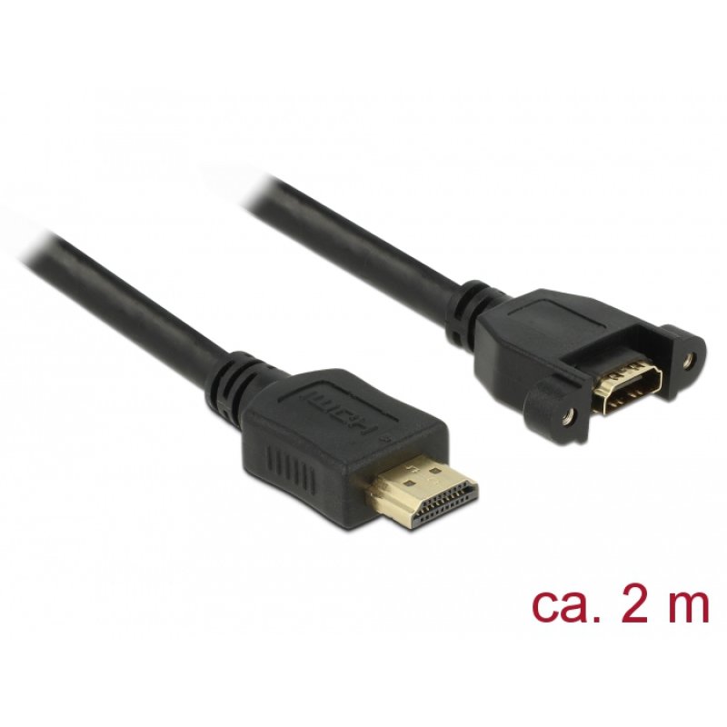 DELOCK Kabel HDMI-A Stecker HDMI-A Buchse zum Einbau 4K 30 Hz 2 m