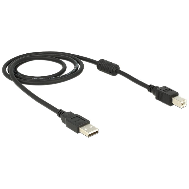 DELOCK Kabel USB 2.0-A B Stecker/Stecker 1 m mit Ferritkern