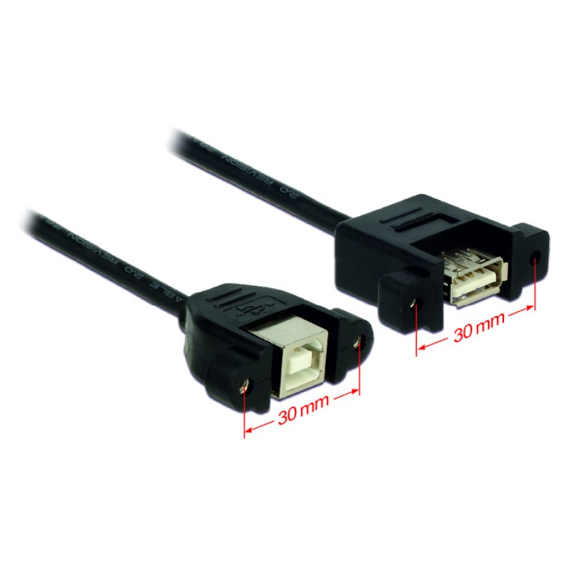DeLOCK USB 2.0 B/A, 0.25m USB cable USB B USB A 0.48 Gbit/s Black