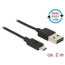 DELOCK Kabel EASY-USB 2.0 Typ-A Stecker EASY-USB 2.0 Typ Micro-B Stecker schwarz 2 m