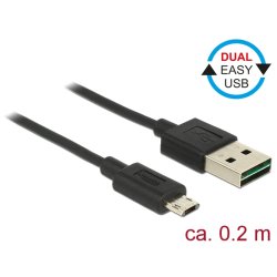 DELOCK Kabel EASY-USB 2.0 Typ-A Stecker EASY-USB 2.0 Typ Micro-B Stecker schwarz 20 cm