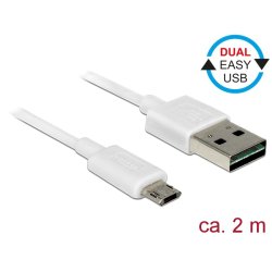 DeLOCK 84808 câble USB USB 2.0 2 m USB A Micro-USB B 0,48 Gbit/s Blanc