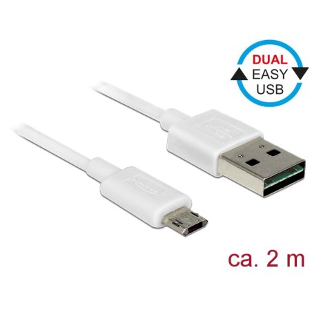 DeLOCK 84808 câble USB USB 2.0 2 m USB A Micro-USB B 0,48 Gbit/s Blanc