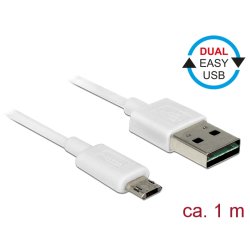 DeLOCK 84807 câble USB USB 2.0 1 m USB A Micro-USB B 0,48 Gbit/s Blanc