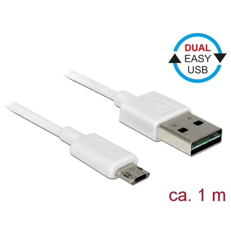 DeLOCK 84807 câble USB USB 2.0 1 m USB A Micro-USB B 0,48 Gbit/s Blanc