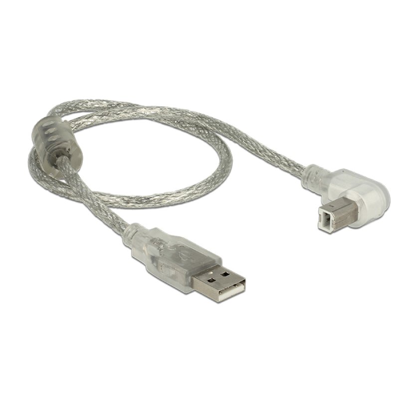 DeLOCK 84811 câble USB USB 2.0 0,5 m USB A USB B 0,48 Gbit/s Argent, Transparent