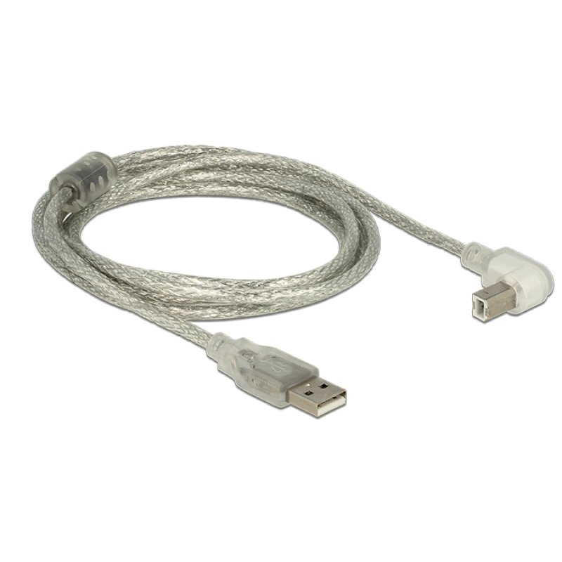 DeLOCK 2m, USB2.0-A/USB2.0-B USB cable USB A USB B 0.48 Gbit/s Silver, Transparent