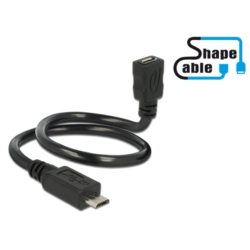 DeLOCK 0.35m, 2xUSB2.0 Micro-B USB cable USB 2.0 Micro-USB B 0.48 Gbit/s Black