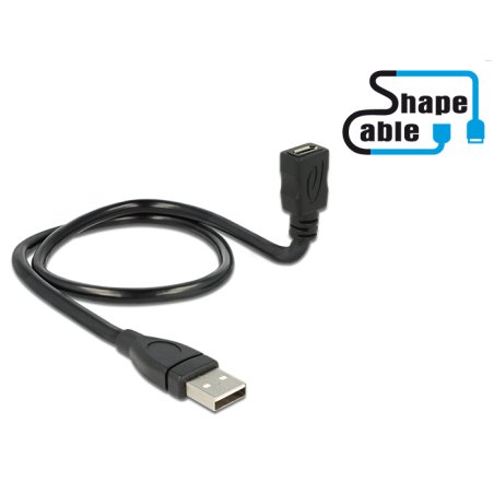 DeLOCK 0.5m, USB2.0-A/USB2.0 Micro-B USB cable USB A Micro-USB B 0.48 Gbit/s Black