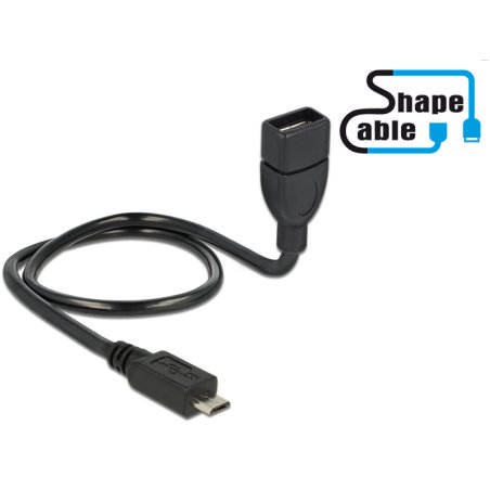 DeLOCK 0.5m, USB2.0 Micro-B/USB2.0-A câble USB 0,5 m Micro-USB B USB A 0,48 Gbit/s Noir