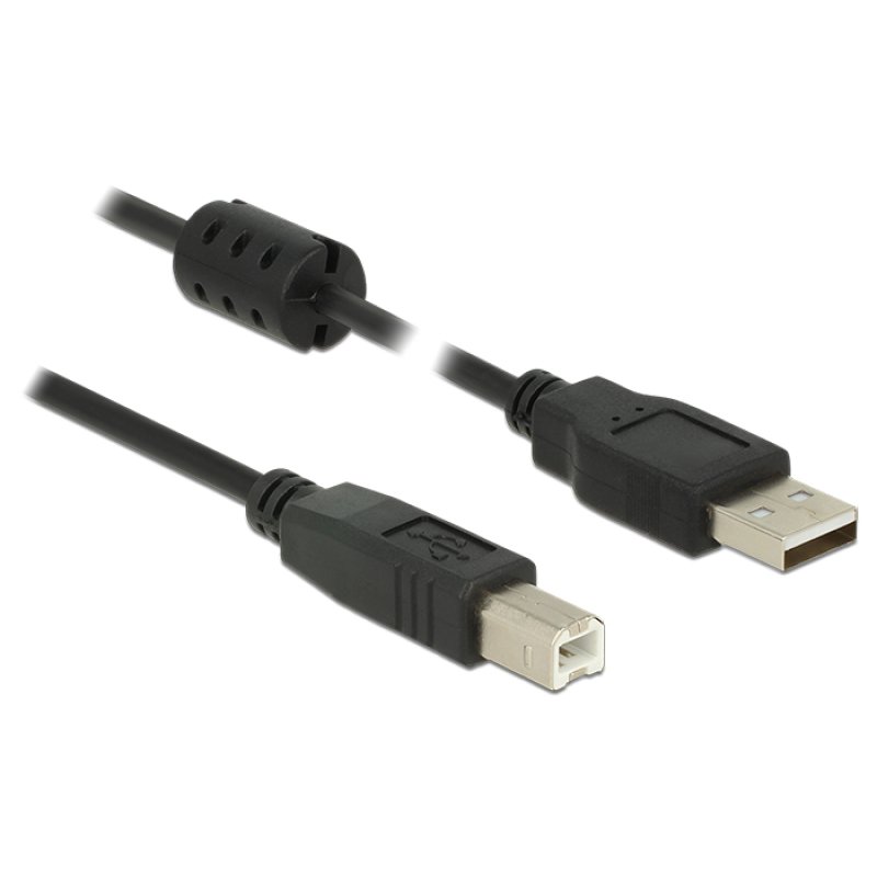 DeLOCK 1m, USB 2.0-A/USB 2.0-B câble USB USB A USB B 0,48 Gbit/s Noir