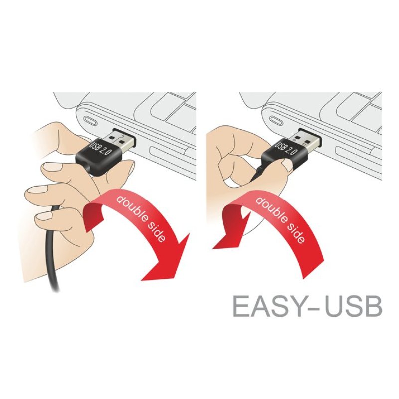 DELOCK Kabel EASY USB 2.0-A EASY Micro-B links/rechts gewinkelt Stecker/Stecker 2m