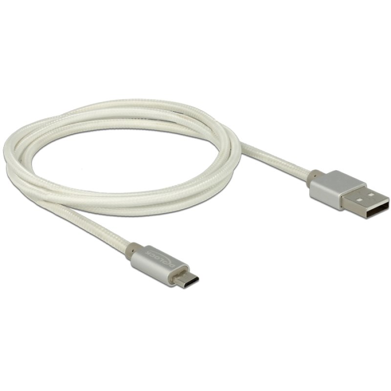 DeLOCK 1m USB 2.0-A/USB 2.0 Micro-B câble USB USB A Micro-USB B 0,48 Gbit/s Blanc