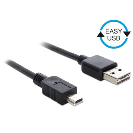 DeLOCK 0.5m, USB2.0-A/USB2.0 Mini-B USB cable USB A USB B 0.48 Gbit/s Black