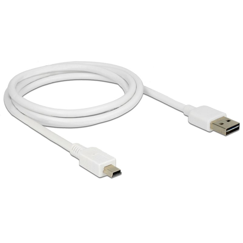 DELOCK Kabel EASY-USB 2.0 Typ-A Stecker USB 2.0 Typ Mini-B Stecker 1 m weiss
