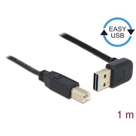 DELOCK Kabel EASY-USB 2.0 Typ-A Stecker gewinkelt oben / unten USB 2.0 Typ-B Stecker 1 m
